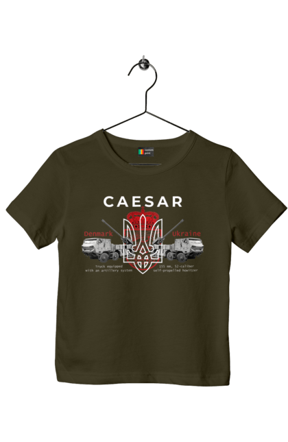 Футболка дитяча з принтом "Caesar". Caesar, himars, залужний, зброя. 2070702