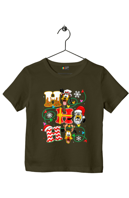 Children's t-shirt with prints Merry Christmas. Cartoon, christmas, christmas, deer, disney, holiday, merry christmas, santa. 2070702