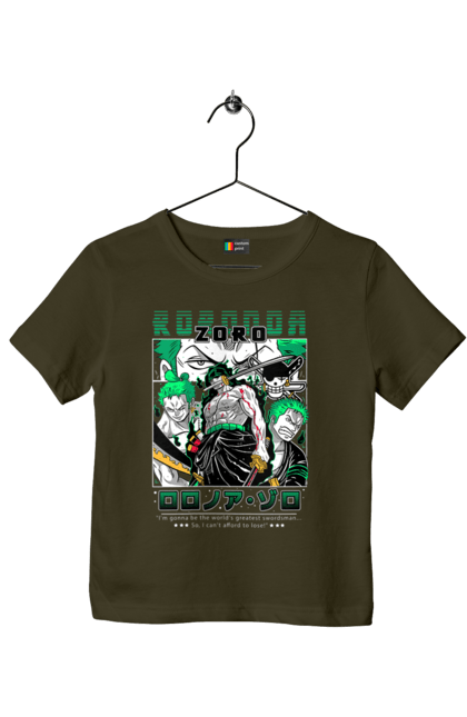 Children's t-shirt with prints One Piece Zoro. Anime, manga, one piece, roronoa zoro, straw hat pirates, swordsman, zoro. 2070702