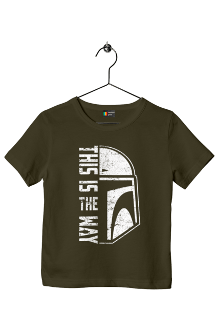 Children's t-shirt with prints This is the way. Baby yoda, cinema, disney, distressed, mandalorian, mandalorian helmet, movies, star wars, television series. 2070702