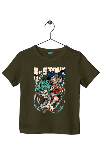 Children's t-shirt with prints Dr. Stone Senku and Ryuusui. Anime, dr. stone, ishigami, manga, ryuusui, ryuusui nanami, senku, senku ishigami. 2070702