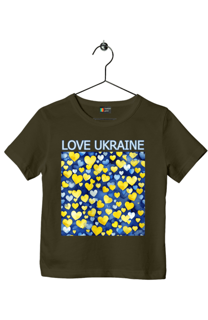 Футболка дитяча з принтом "Люблю Україну". Люблю україну, любов, серце, символи україни, україна, українська символіка. 2070702