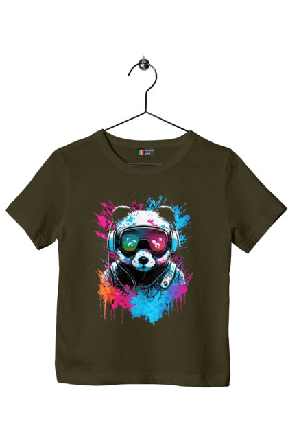 Футболка дитяча з принтом "Панда в VR шолом". Віртуальна реальність, гік, панда, персонаж, шолом. 2070702