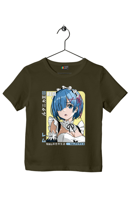 Children's t-shirt with prints Re:Zero Rem. Anime, drama, fantasy, manga, re:zero, rem, thriller. 2070702