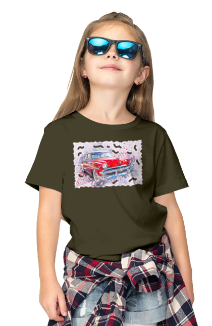 Children's t-shirt with prints Car gas. Car, car gas, gas, road, victory, wheel. 2070702