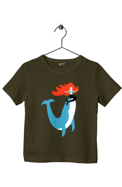 Футболка дитяча з принтом "Русалка І Кит". Кит, море, русалка. 2070702