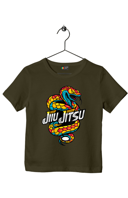 Children's t-shirt with prints Jujutsu. Animal, japan, jiu jitsu, jujutsu, martial arts, ninja, samurai, snake, sport. 2070702