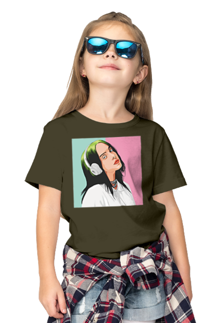 Футболка дитяча з принтом "Billie Eilish". Активістка, біллі айліш, мизукант, права, співачка, тварини. 2070702