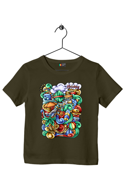 Футболка дитяча з принтом "Канікули відпочинок арт". Відпочинок, канікули, літо, море, пляж, подорож. 2070702