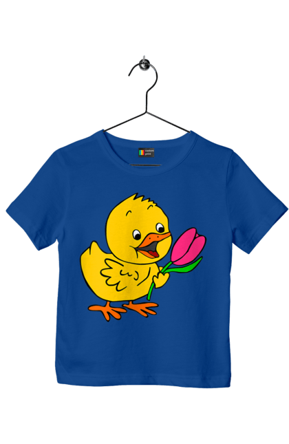 Футболка дитяча з принтом "Курча З Тюльпаном". Курча, тюльпан. 2070702