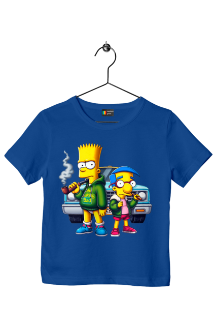 Children's t-shirt with prints Bart Breaking Bad. Bart, breaking bad, cartoon, character, laboratory, milhouse, serial, simpson, simpsons. 2070702