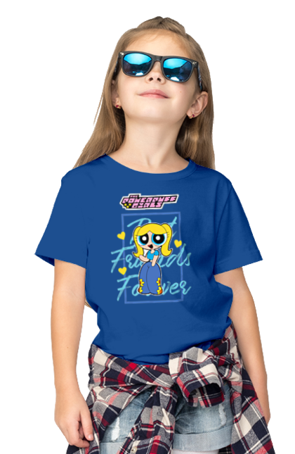 Children's t-shirt with prints Powerpuff Girls Bubbles. Animated series, bubbles, cartoon network, cool girls, powerpuff girls. 2070702