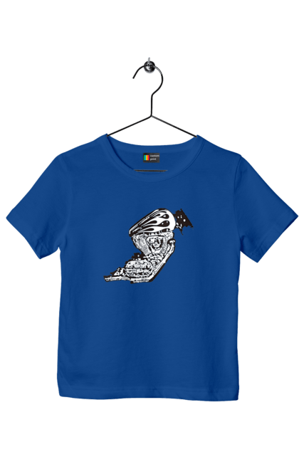 Футболка детская с принтом Двигатель мотоцикла. Bike, chopper, cylinders, gas tank, harley davidson, motorcycle engine. 2070702