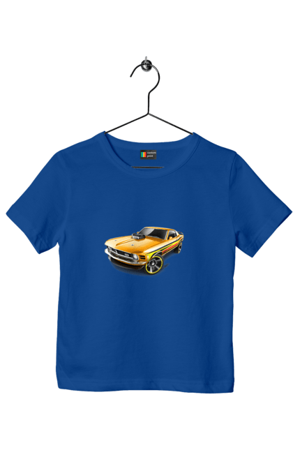 Футболка дитяча з принтом "Форд мустанг". Американська легенда, жовтий мустанг, культове авто, мустанг, потужне авто, форд мустанг, шелбі. 2070702