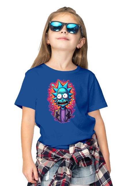 Children's t-shirt with prints Rick and Morty. Adventures, black humor, cartoon, rick, rick and morty, sci-fi, tragicomedy. 2070702