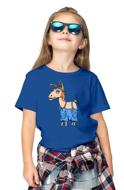 Футболка дитяча з принтом "Лама В Комбінезоні". Комбінезон, лама. 2070702