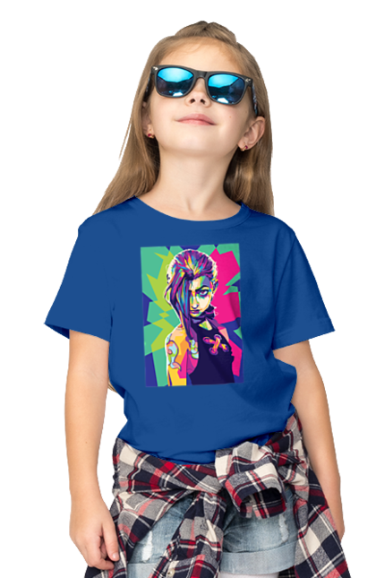 Children's t-shirt with prints Arcane. Animated series, arcane, fantasy, fortiche, jinx, league of legends, riot games, wai. 2070702