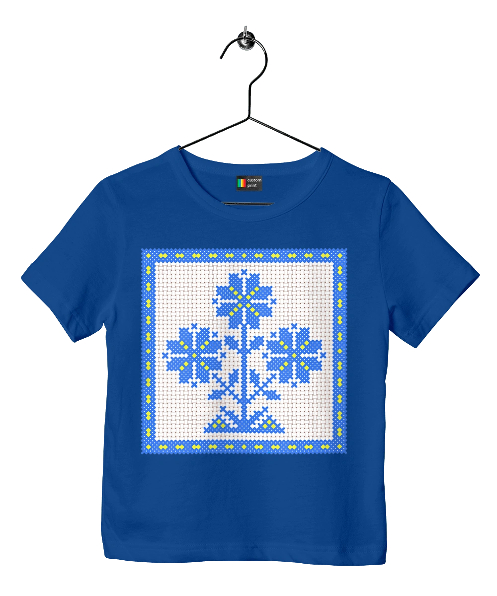 Yellow blue embroidery flowers