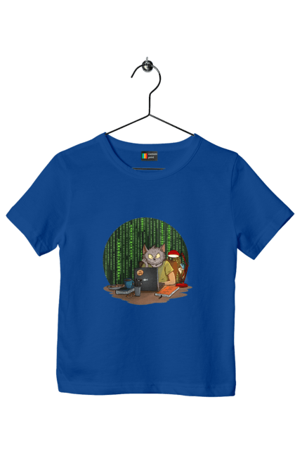 Футболка дитяча з принтом "Кіт програміст". Angular, c, css, html, it, javascript, jquery, php, python, react, svelt, vue, айтишник, айті, гумор, код, кодувати, прогер, програміст, програмісти, ти ж, ти ж програміст, тиж програміст. 2070702