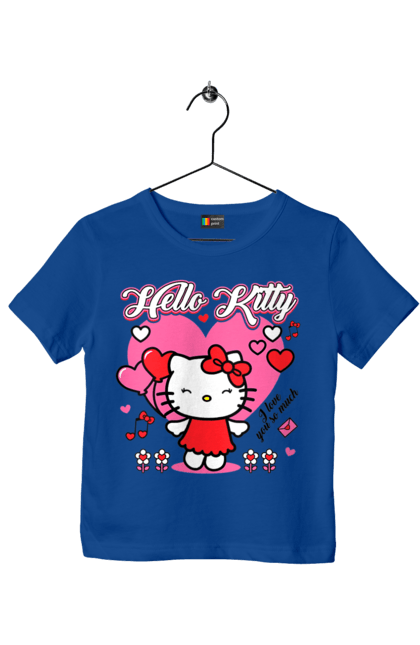 Футболка дитяча з принтом "Хелло Кітті". Hello kitty, бренд, кіт, кошеня, персонаж, хелло кітті. 2070702