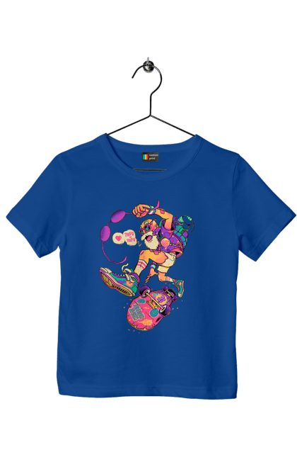 Футболка дитяча з принтом "Дід на хвилі". Будь молодим, вогонь, ганяй, грай, дід та скейт, драйв, крутий дід, молодість у душі, спорт, старість. 2070702