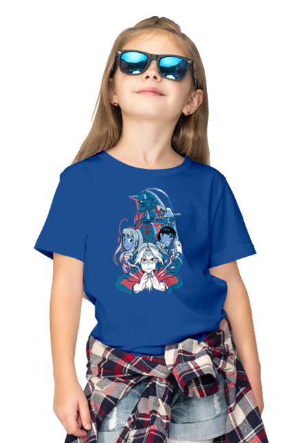 Children's t-shirt with prints Fullmetal Alchemist. Adventures, alphonse elric, anime, edward elric, fullmetal alchemist, light novel, manga, steampunk. 2070702