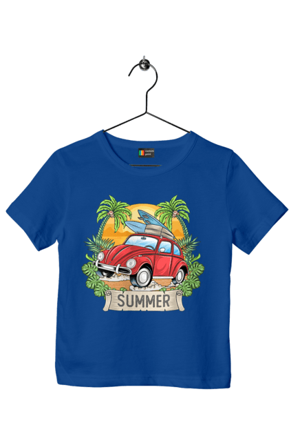 Футболка дитяча з принтом "Літо, Машина І Пальми". Відпочинок, літо, машина, пальми. 2070702