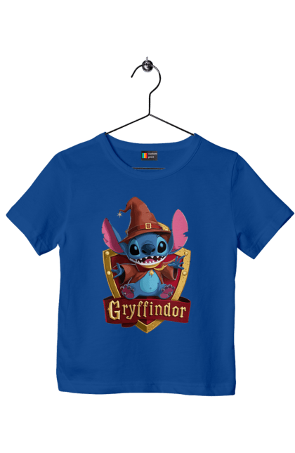 Children's t-shirt with prints Stich Gryffindor. Faculty, franchise, gryffindor, harry potter, hogwarts, stich. 2070702