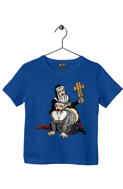 Футболка дитяча з принтом "Монашки БДСМ". Бдсм, крута, модна, молодіжна, плескає по дупі, рок, рольові ігри, черниці бдсм, черницю, черниця. 2070702