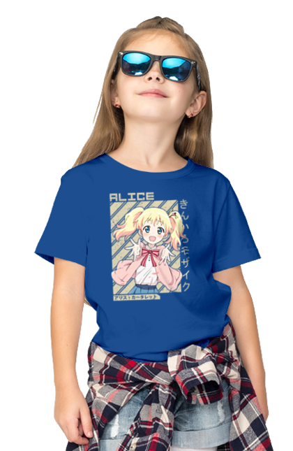 Children's t-shirt with prints Kiniro Mosaic Alice Cartelet. Alice, alice cartelet, anime, gold mosaic, kiniro mosaic, kinmoza, manga. 2070702