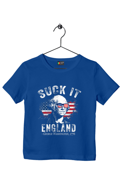 Футболка дитяча з принтом "Suck It, England". George washington, американський дух, англія, джордж вашингтон, мем, незалежність, патріотизм, сарказм, сша. 2070702