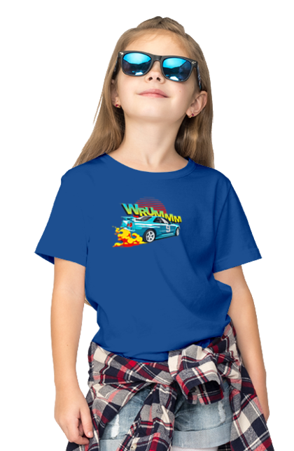 Children's t-shirt with prints Auto. Auto, drift, into the fire, money, speed, sport, sports cars, streets. 2070702