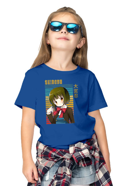 Children's t-shirt with prints Kiniro Mosaic Shinobu Omiya. Anime, gold mosaic, kiniro mosaic, kinmoza, manga, shinobu, shinobu omiya. 2070702