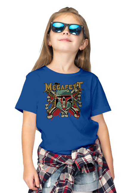 Children's t-shirt with prints Megafett. Bob fett, boba fett, clone, head hunter, megadeth, megafett, star wars. 2070702