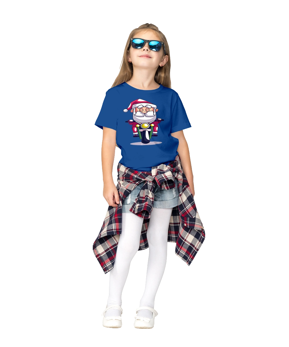 Happy Santa on a motorcycle