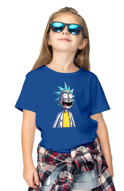 Children's t-shirt with prints Rick and Morty. Adventures, black humor, cartoon, rick, rick and morty, sci-fi, tragicomedy. 2070702