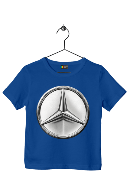 Футболка дитяча з принтом "Mercedes Benz Лого Металік". Авто, автомобіль, логотип мерседес, машини, мерс, мерседес. 2070702