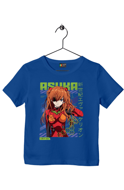 Children's t-shirt with prints Evangelion Asuka. Anime, asuka, asuka langley sorry, eva 02, evangelion, eve, kaoru, manga, ray, shinji. 2070702