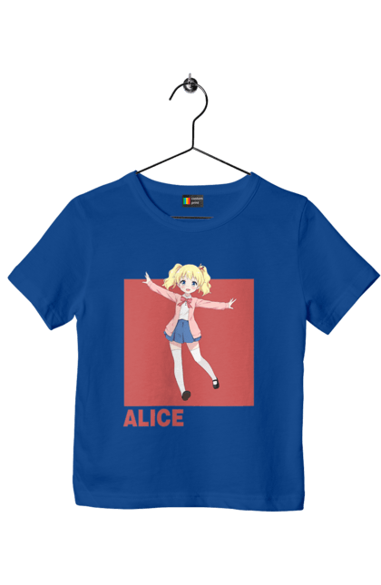 Children's t-shirt with prints Kiniro Mosaic Alice Cartelet. Alice, alice cartelet, anime, gold mosaic, kiniro mosaic, kinmoza, manga. 2070702