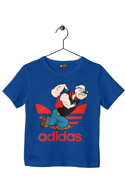 Children's t-shirt with prints Adidas Popeye the Sailor. Adidas, cartoon, comics, popeye the sailor, sailor, serial. 2070702