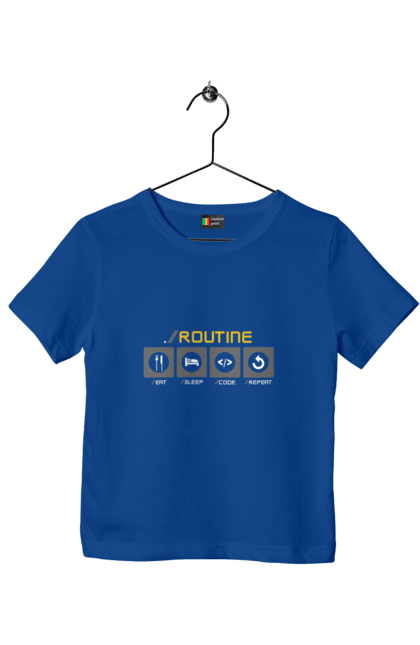 Футболка дитяча з принтом "Рутина програміста". Ай ті, айтішник, код, програміст, хакер. 2070702