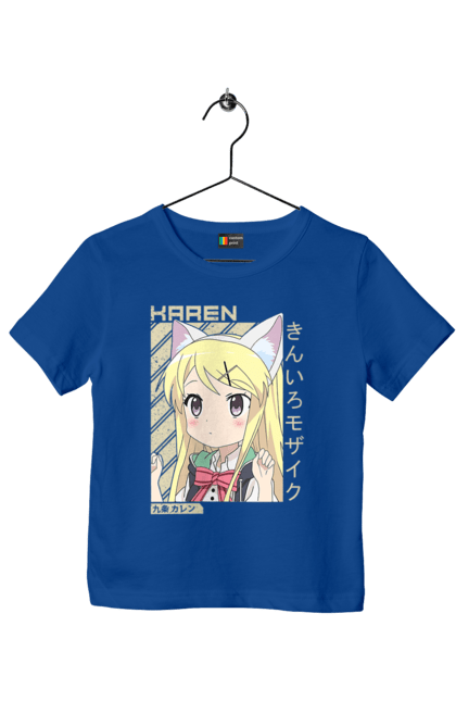 Children's t-shirt with prints Kiniro Mosaic Karen Kujo. Anime, gold mosaic, karen, karen kujo, kiniro mosaic, kinmoza, manga. 2070702