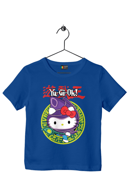 Children's t-shirt with prints Yu Gi Oh! Hello Kitty. Brand, cat, character, hello kitty, kitten, yu gi oh, yugio. 2070702