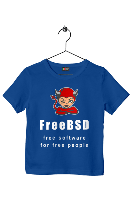 Футболка дитяча з принтом "Freebsd Для Вільних". Bsd, freebsd, unix, адміністратор, айті, айтішник, безкоштовна, безкоштовно, бестія, білий, вільна, демон, демонесса, доступність, незалежність, операційна система, ос, програміст, програмне забезпечення, свобода, сисадмін, система, системний адміністратор, софт, текст, червоний. 2070702