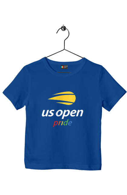 Children's t-shirt with prints US Open pride tennis tournament. American championship, ball, hard, new york, open championship, players, prize fund, racket, sponsor, tennis. 2070702