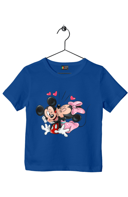 Футболка детская с принтом Микки Маус и Минни Маус. Mickey mouse, minnie mouse, дисней, микки, микки маус, минни маус, мультфильм. 2070702