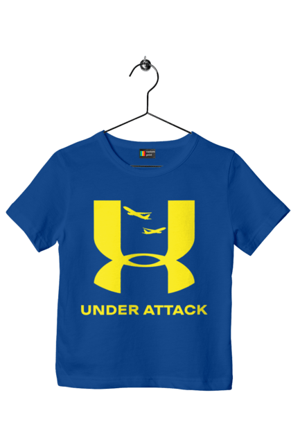 Футболка дитяча з принтом "Under Attack yellow". Андер армор, бренди, гумор, приколи, прикольні, ундер армор. 2070702