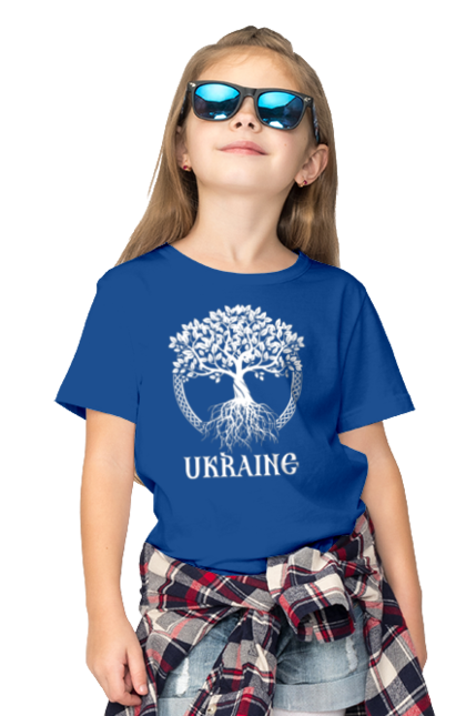 Футболка дитяча з принтом "Дерево Україна". Дерево, дерево з корінням, дерево україна, зсу, патріотична, україна, українська. 2070702