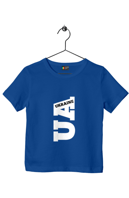 Футболка дитяча з принтом "Україна". Абревіатура, батьківщина, емблема, логотип, напис, текст, україна. 2070702
