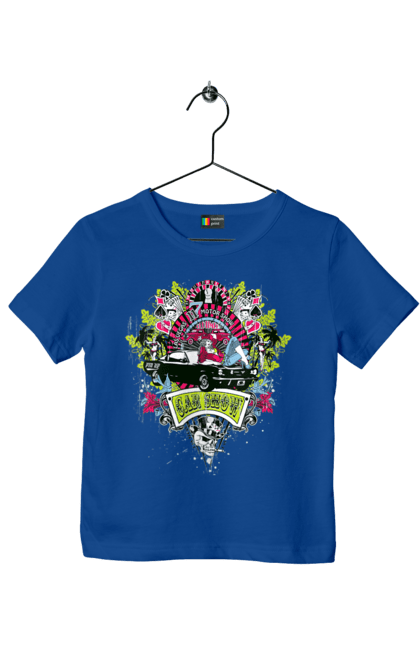 Футболка дитяча з принтом "Автомобільне Шоу, Літо". Автомобіль, гроші, карти, пальма, шоу. 2070702